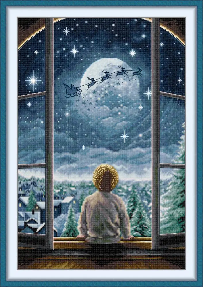 Noite Estrelada de Natal Menino
