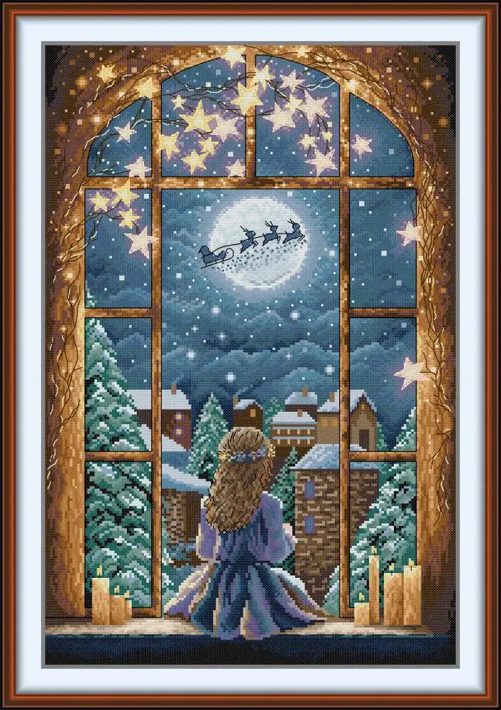 Noite Estrelada de Natal Menina