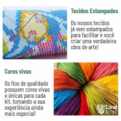 Kit Ponto Cruz Terapia - Girassol 3 - Coral
