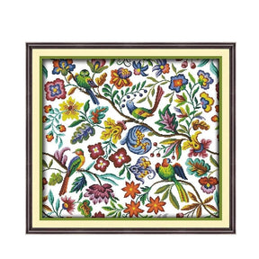 Pássaros e Flores Coloridos